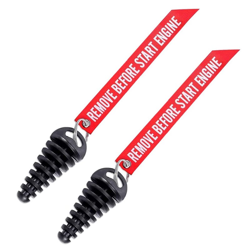MELIFE 0.6""-1.5"" Muffler Exhaust Wash Plug  Motorcycle Dirt Bike 2 Stroke with Streamer Rubber Exhaust Silencer (2 Pack) - Image 1